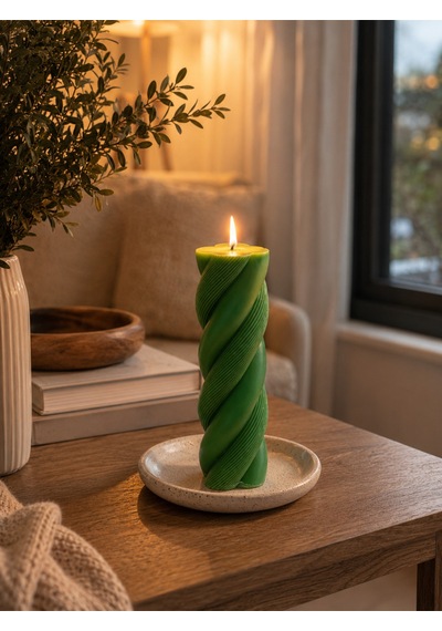 Emerald Twist Spiral Mum Yeşil