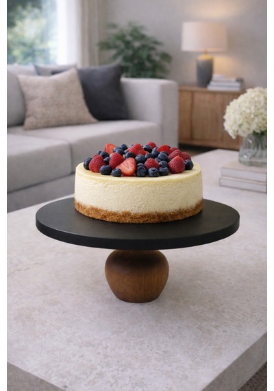 30 Cm Mdf Siyah Tabak Nar Model Ahşap Ayaklı Pasta Sunum Tabağı