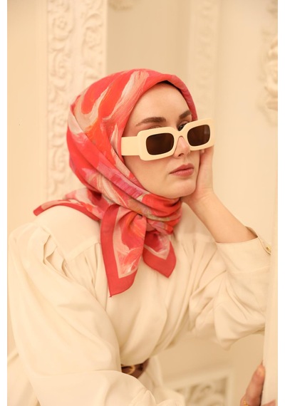 Silk Home Olinda İpek Eşarp 47001-13 Mercan, Pembe, Yanık Sarı, Mor, Sarı