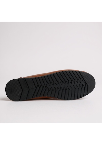Dosa Shoes Kadın Babet Taba Zincir Tokalı Hafif Rahat Taban Şık Günlük Ayakkabı Kahverengi