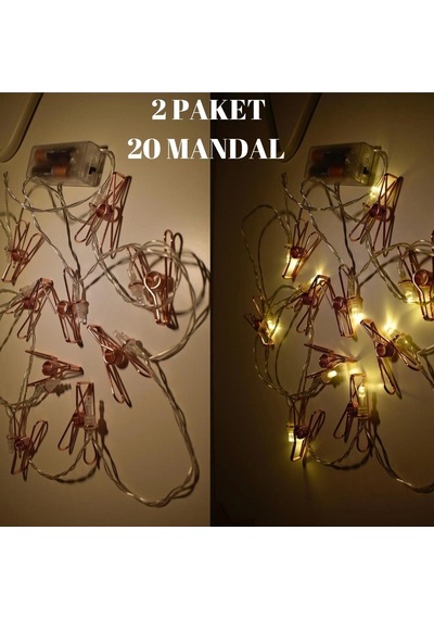 Şık Tasarım 2 Metre Led Işıklı Fotoğraf Süsleme Mandalları Diğer