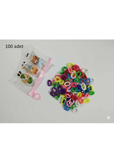 Lastik Toka Küçük Renkli Siyah Karışık 100 Lü 2 Paket Çok Renkli