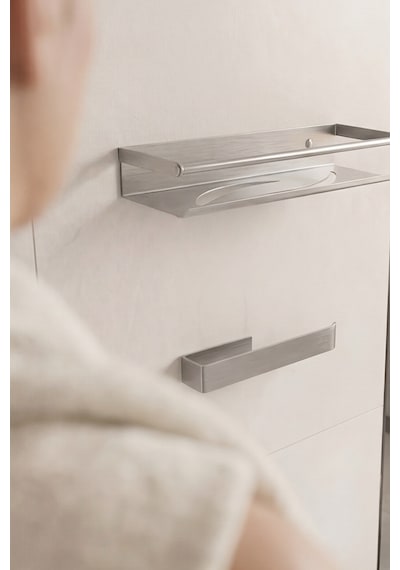 Zift Unique Paslanmaz Çelik Yapışkanlı Duş Rafı Ve Havluluk Set, Havlu Askısı Ve Banyo Raf Inox