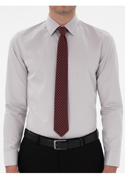 Cacharel Açık Gri Slim Fit Klasik Yaka Basic Gömlek
