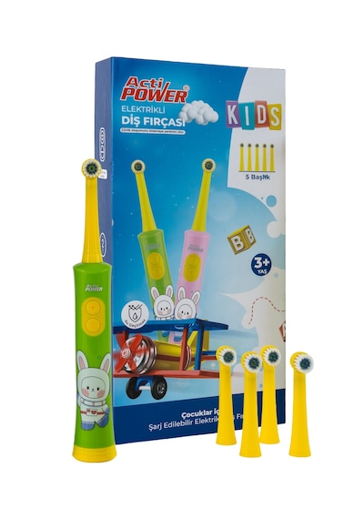Acti Power Kids Elektrikli Şarjlı Sonic Çocuk Diş Fırçası + 5 Yedek Başlık