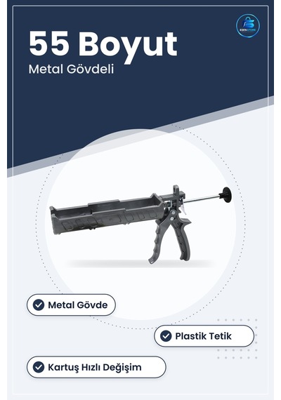 Kalın Silikon Tabancası Kartuş Uyumlu Metal Gövdeli Plastik Tetik