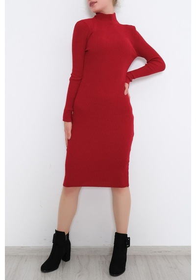 Bensu Store - Yarım Balıkçı Elbise Kırmızı - 10072.1612. 001
