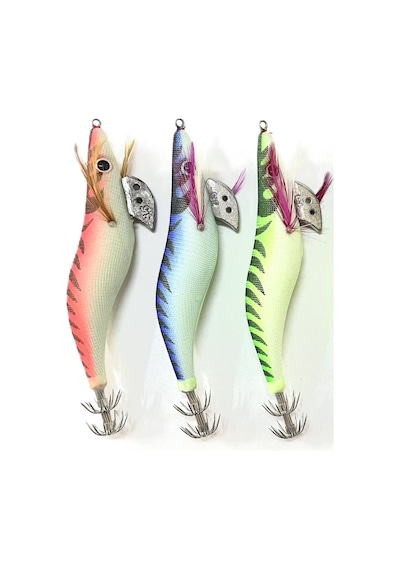 3'lü Set Sasa 3.5 Kurşunlu Fosforlu Kalamar Zokası 13 Cm 20 Gr