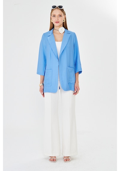 Armonika Kadın Mavi Cepli Oversize Ceket Arm-26k001005