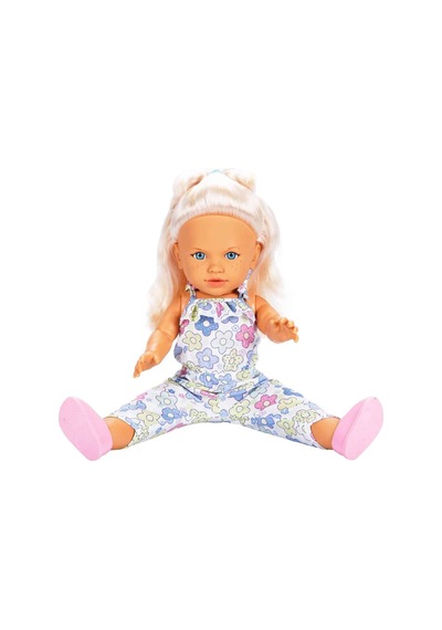 Tina Summer Sarışın Mavi Gözlü Et Bebek - 45 Cm Çiçekli Tulumlu Oyuncak Bebek