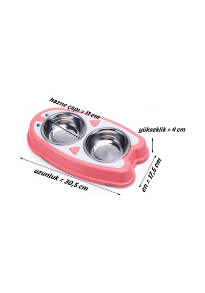 Yavru ve Küçük Irk Köpekler İçin 11 CM İkili Köpek Mama Kabı 2 x 200 ML