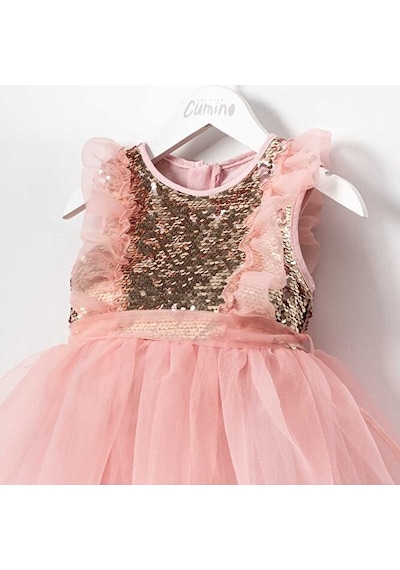 Dream Kız Çocuk Payetli Pembe Şifon Elbise Pembe