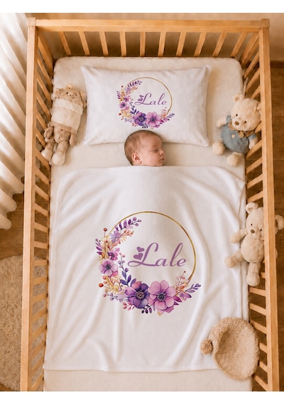 Pia Baby İsme Özel Kız Bebek Hastane Çıkışı 12 Parça %100 Pamuk Organik Baskılı Kese Hediyeli Set 107611k0x Ekru
