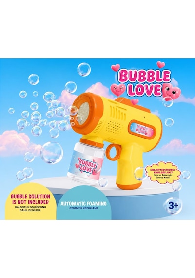 Pilli Işıklı Köpük Tabancası Otomatik Işıklı Baloncuk Tabanca Bubble Gun Çocuk Oyuncağı