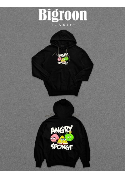 Angry Sponge Sünger Bob Game Sweatshirt Unisex Kapüşonlu Hoodie 001