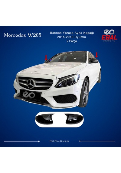 Ebal Otomotiv Mercedes W205 2015-2019 Piano Black Batman Yarasa Ayna Kapağı