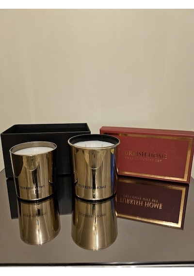 2'li Lüx Gold Cam Kavanoz Mum