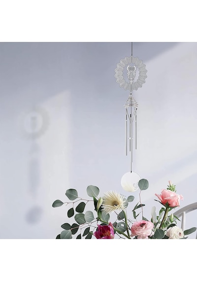 Feng Shui Baykuş Temalı Rüzgar Çanı Dış Mekan Bahçe Balkon Süsü Yeni Ev & Arkadaş Hediyesi 60 Cm.