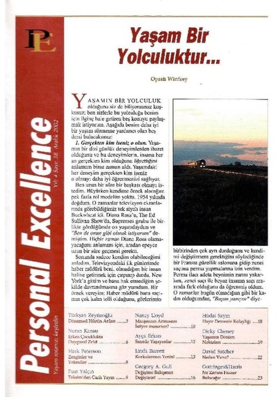 Personal Excellence - Yaşam Rotanızı Keşfedin -yaşam Bir Yolculuktur - Retro Eski Basım Koleksiyon Aralık 2002 Yıl:4 Sayı:38