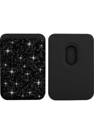 Nihcase Apple Uyumlu iPhone 14 Kılıf Glitter Mozaik Magsafeli Taşlı Pırlanta Kapak + Taşlı Manyetik Kartlık