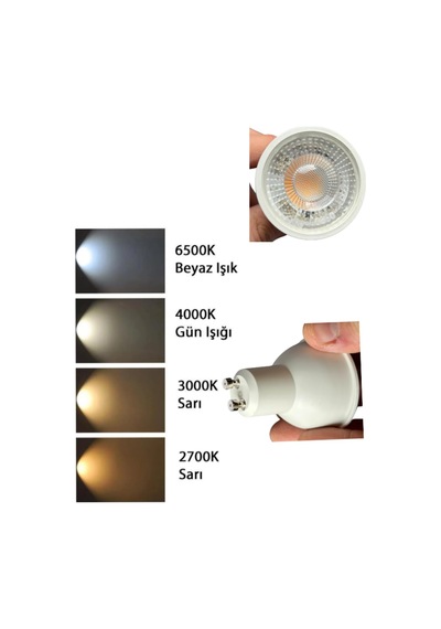 6w 50w 3000k Sarı Işık Gu10 Duylu Dim Edilebilir Led Spot Ampul, 2 Adet Diğer