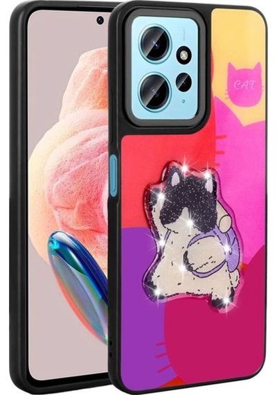 Xiaomi Redmi Note 12 4g Kılıf Parlayan Kabartmalı İkonik Figürlü Zore Amas Silikon Kapak Mor