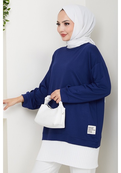 Bestenur Arma Detay Piliseli Oysho Tunik 1627 - Lacivert Lacivert