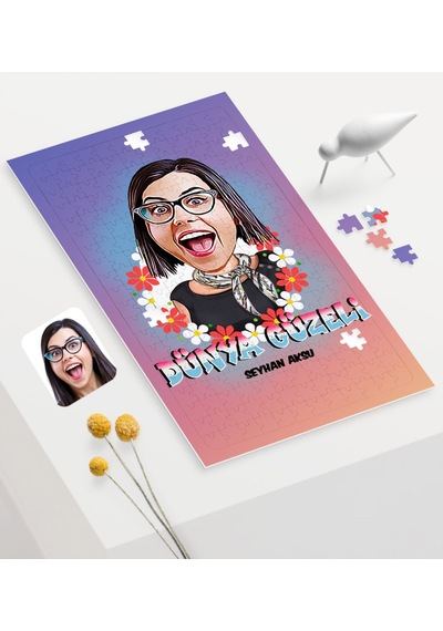Kişiye Özel Dünya Güzeli Karikatürlü 240 Parça A3 Puzzle 1