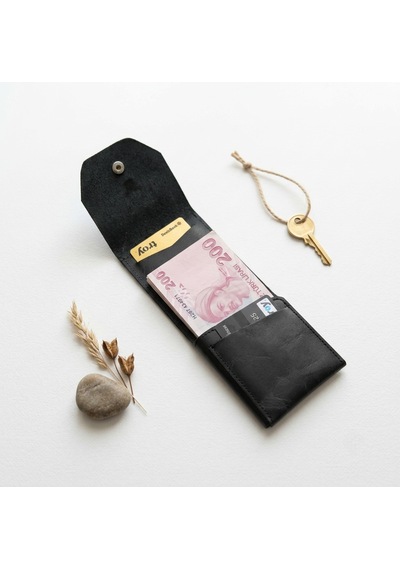 Passtell %100 Hakiki Deri Minimalist Trend Model Para Koymalı Cüzdan Ve Kredi Kartlık Siyah