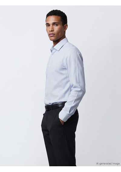 Lcw Busıness Mavi Slim Fit Uzun Kollu Armürlü Erkek Gömlek