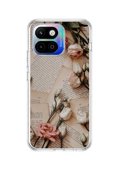 General Mobile Gm 26 One 5g Uyumlu Retro Gazete Güller Tasarımlı Baskılı Silikon Kılıf