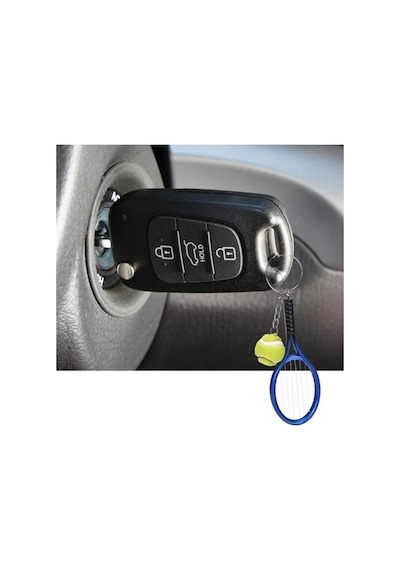 Buffer Gerçekçi Tenis Raketi Tasarımlı Şık Anahtarlık Kolye Çanta Süsü Tennis Keychain Çok Renkli