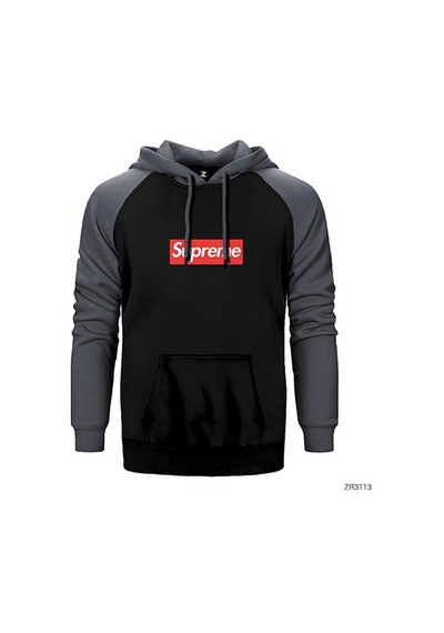 Supreme Gri Renk Reglan Kol Sweatshirt / Hoodie