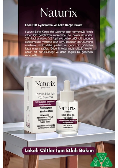Leke Karşıtı Yüz Serumu %5 Niacinamide & %2 Alpha-arbutin Lekeli Ciltler İçin Etkili Bakım 30ml