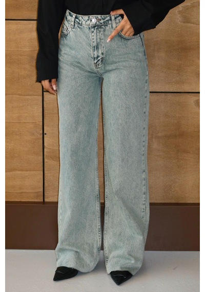 Lacarino 7937 Wıde Leg Kadın Jean Pantolon Lıght Green
