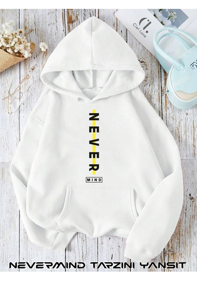 Nevermınd Unisex Slogan Düz Baskılı Oversize Baskılı Kapşonlu Sweatshirt 3 Iplik Beyaz Beyaz Nevermınd Unisex Slogan Düz Baskılı Oversize Baskılı Kapşonlu Sweatshirt 3 Iplik Beyaz Beyaz