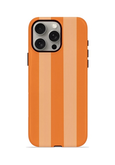 Apple iPhone Uyumlu 15 Pro Vorian Çift Katmanlı Magsafe Kılıf Orange Cream Stripe