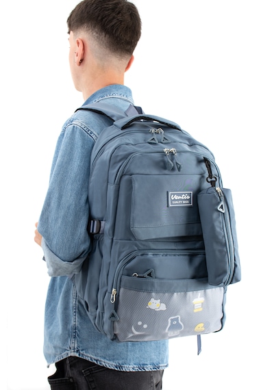 Ventis Qualty Okul Çantası Su Geçirmez Klinkır Kumaş Unisex Sırt Çantası Model 7d Mavi