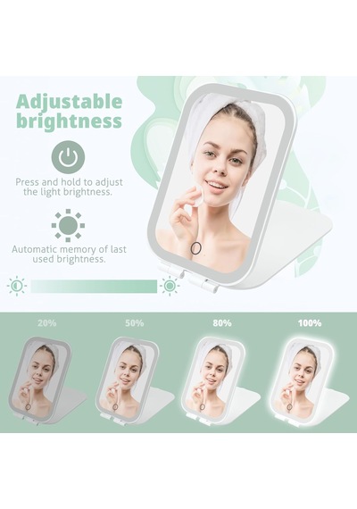 Seyahat Makyaj Aynası, 1100mah Pille Çalışan Taşınabilir Ayna, 3 Ayarlanabilir Işık Ayarı, 72 Led Işıklı Usb Genel