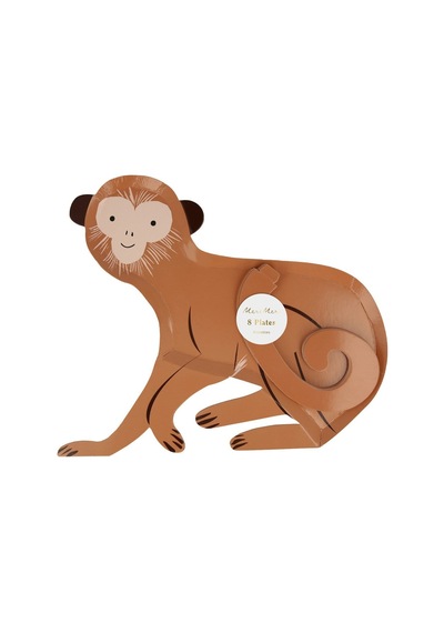 Meri Meri - Monkey Plates - Maymun Tabaklar - 8'li