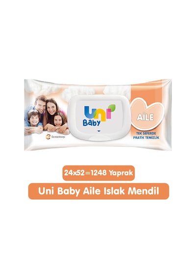 Uni Baby Aile Islak Mendil 24x52 1248 Yaprak Tekli