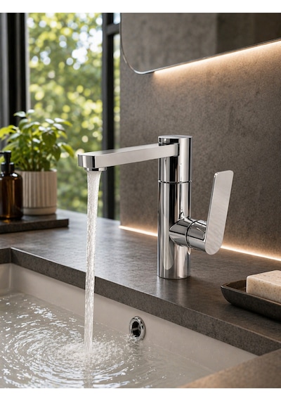 Lüx Premium Silva 360 Döner Borulu Banyo Lavabo Bataryası Çeşmesi Musluğu Krom