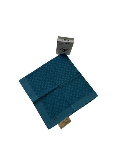 Aker Elegance Monogram Eşarp - 1090500-2 - 100 X 100 / 924 Petrol Mavisi
