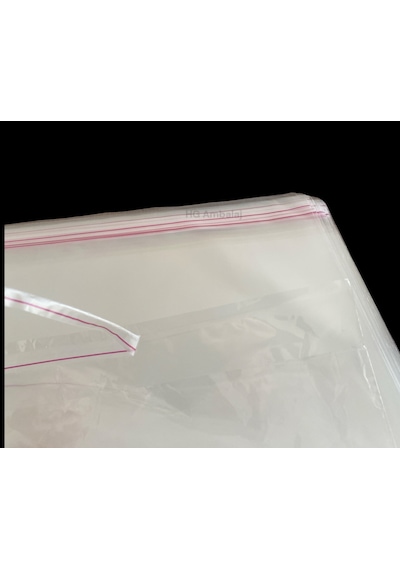 Hg Ambalaj 100 Adet 20x30 Cm Bantlı Opp Jelatin Poşet, Şeffaf Poşet 20x25+5 Cm