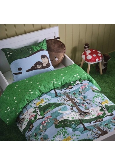 Ikea Skogsduva Tek Kişilik Nevresim Takımı 150 X 200 Cm Yeşil - Mavi - Kahverengi Çok Renkli