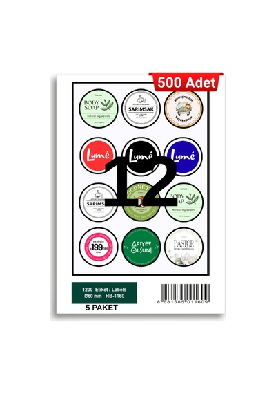 Herboy Hb-1160 60 X 60 Mm A4 Baskılı Laser Etiket 500 Adet
