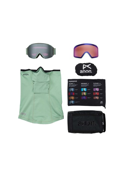 Anon M4 Goggles Cylindrical + Bonus Lens + Mfi:registered: Face Mask Unisex Yeşil Goggle 30614 Yeşil