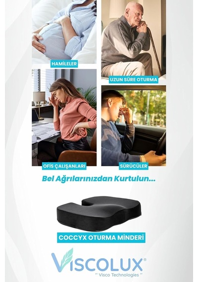 Coccyx Ortopedik Oturma Minderi - Visco Kuyruk Sokumu Minderi Hemeroid Mavi 44x36x9,5 Diğer