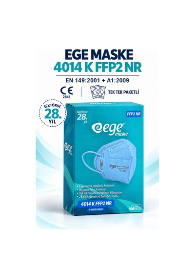 Ege Maske 4014-k Ffp2 Nr N95 Ventilsiz Maske 50'li Mavi