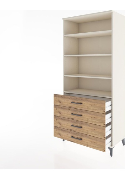 Hyperion Dolap 4 Raflı 4 Çekmeceli 88x44x195 Aytaşı-çam Aytaşı